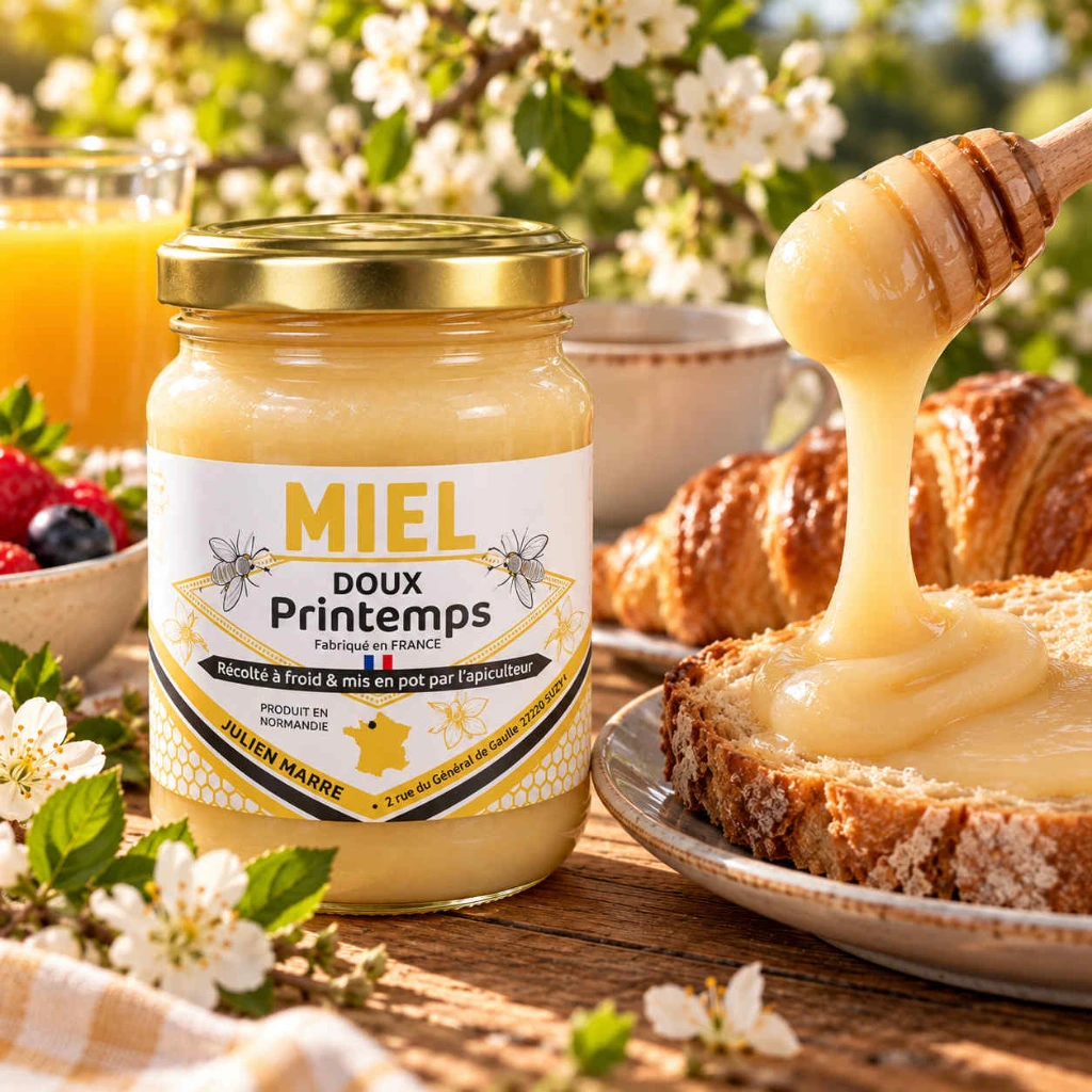 Miel doux printemps en plein air cremeux la mare aux abeilles.webp