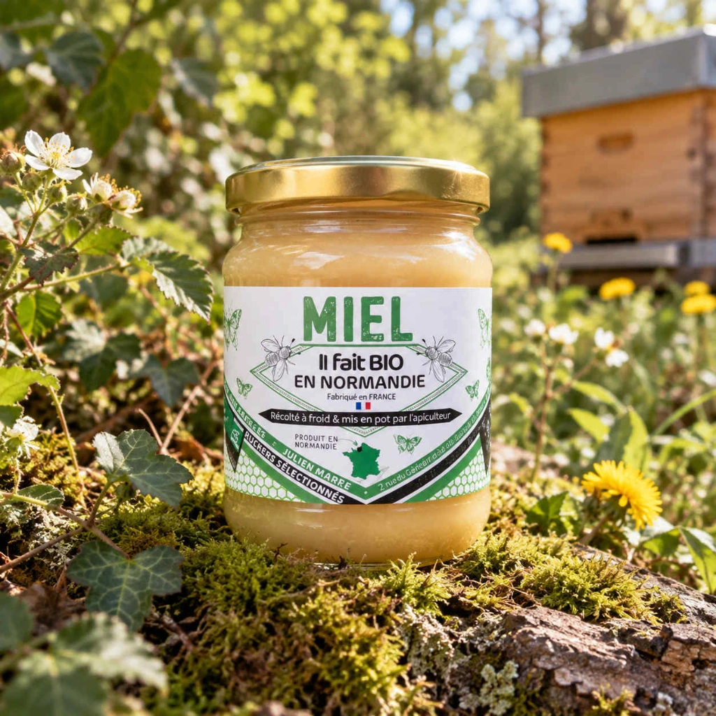 Pot de miel normand biologique au cœur de la nature la mare aux abeilles.webp