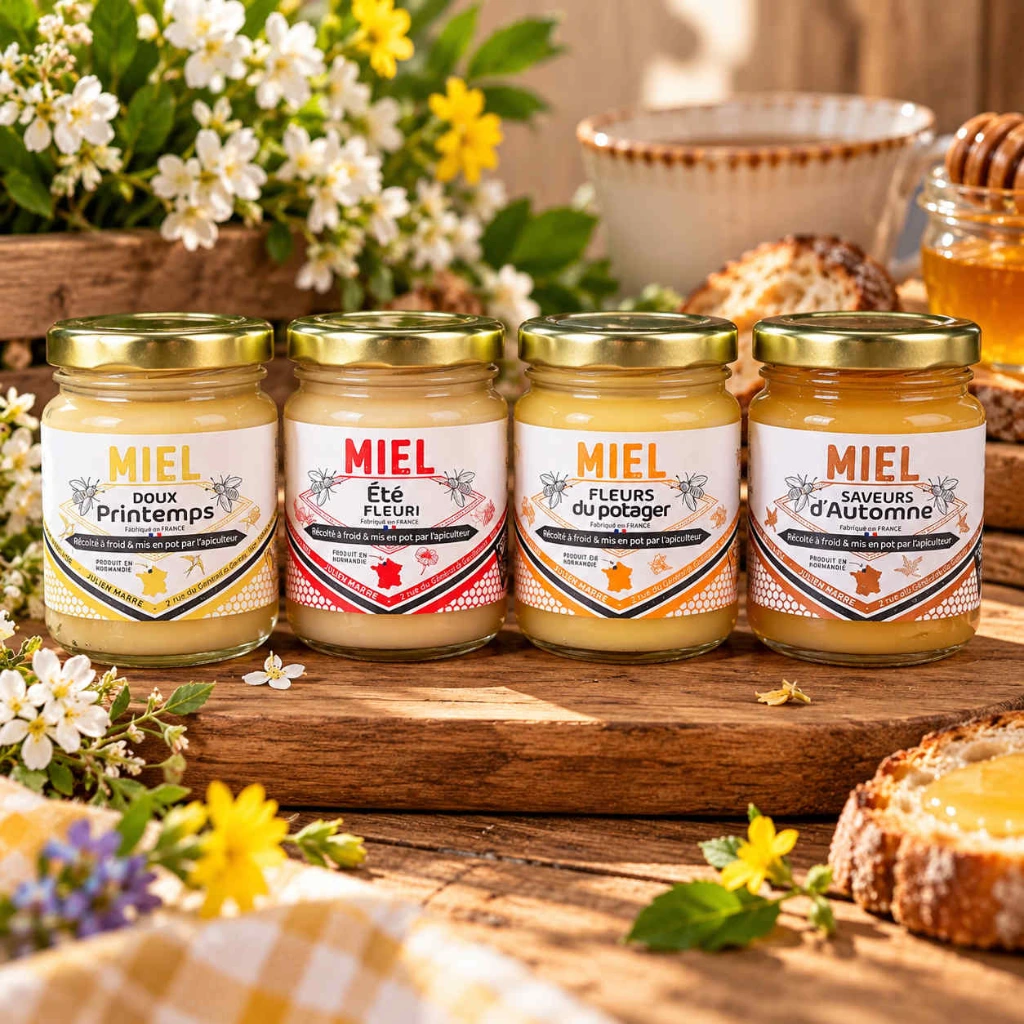 Coffret de miels normands 4*125G La mare aux abeilles.webp