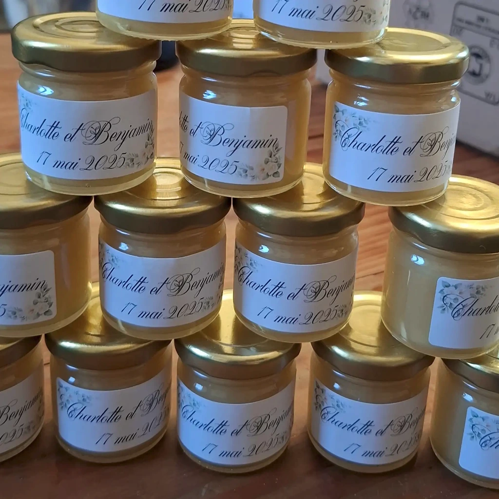 Mini pots de miel 50 g pour mariage et évènements