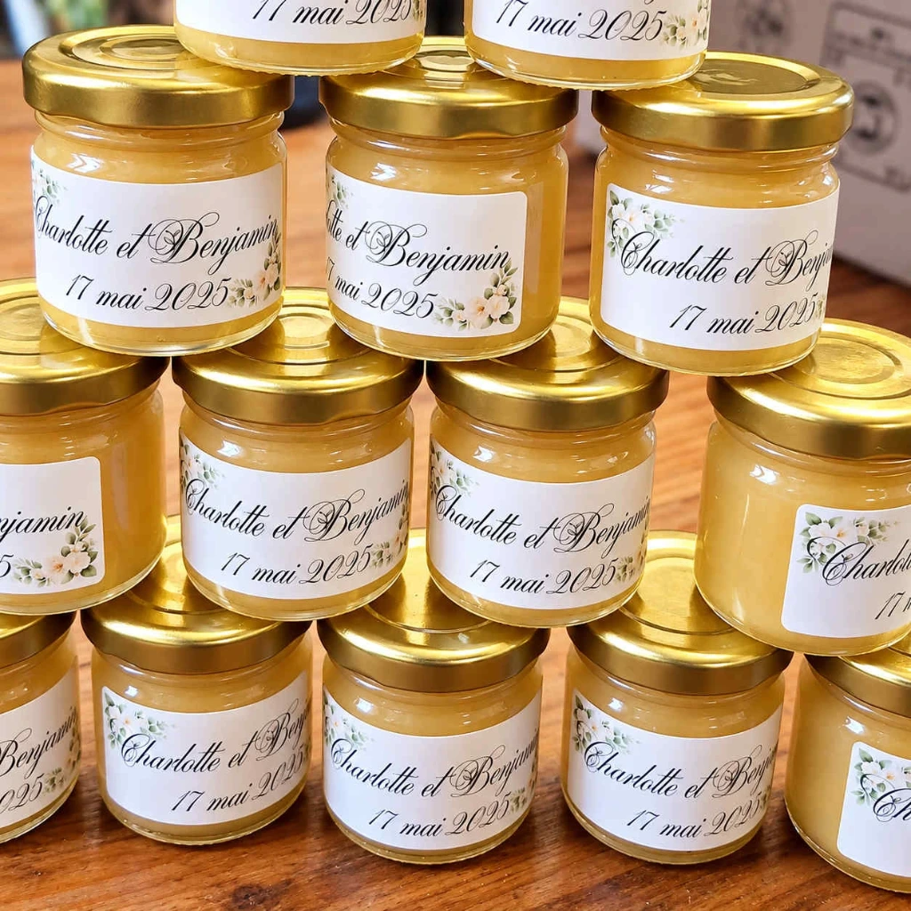 Mini pots de miel 50 g pour mariage et évènements