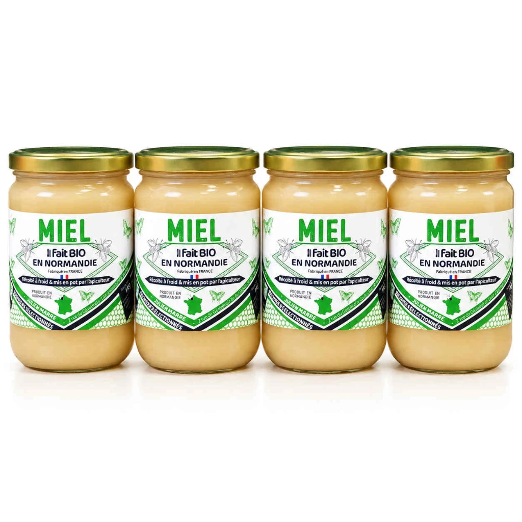 Lot économique – 4 pots de miel bio de 1 kg